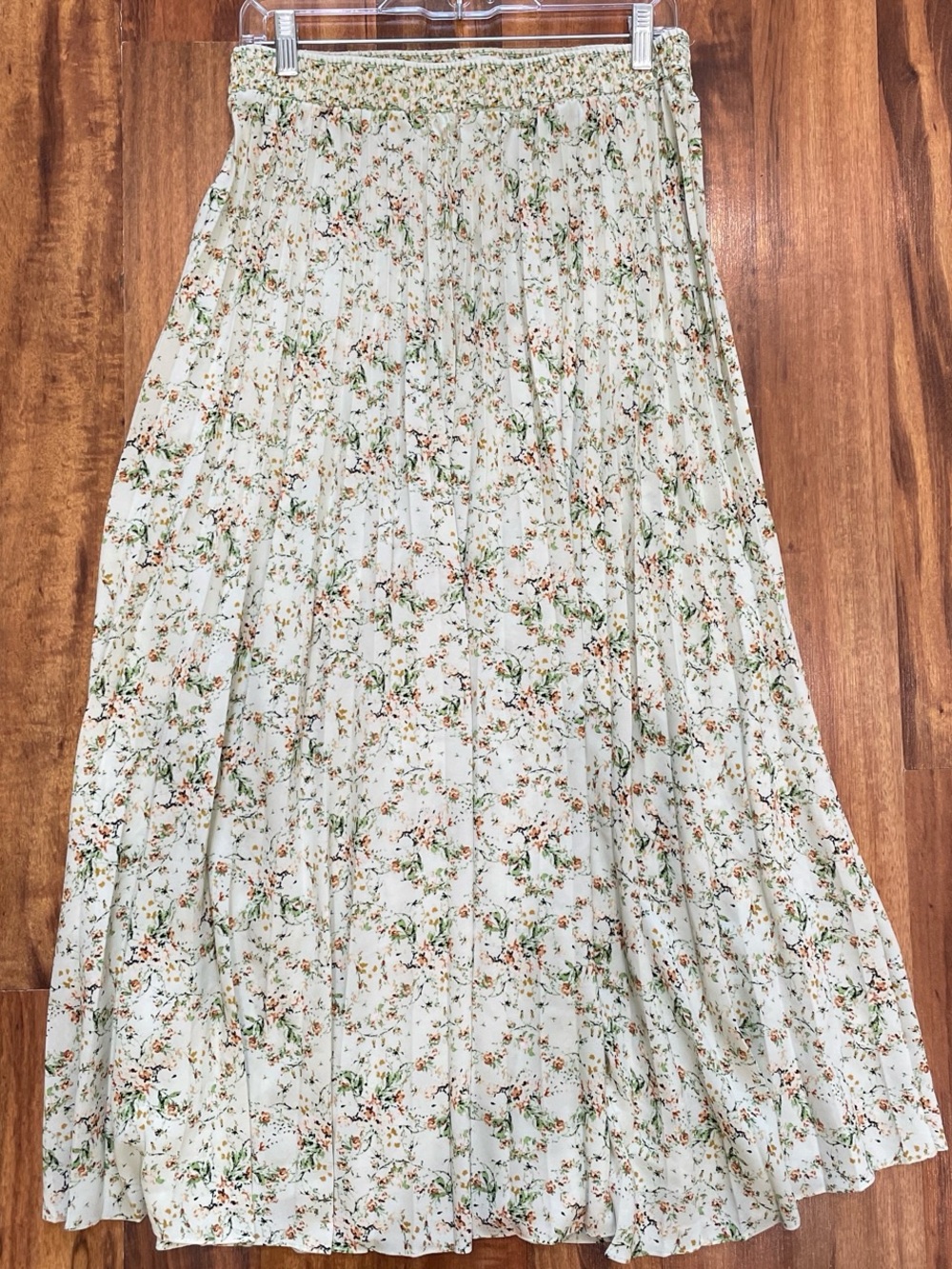 Max Studio Floral Pleated Skirt in White, Green & Yellow XL Cortagecore boho